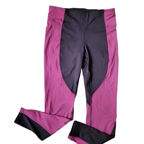 LULULEMON CRANBERRY BROWN COLORBLOCK LEGGING SIZE 12 - Picture 1 of 8